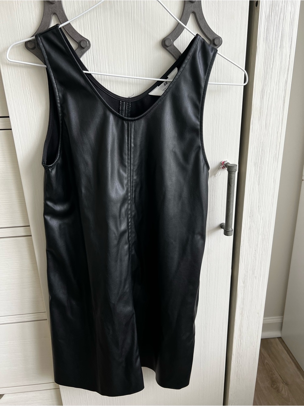 H&M Black Faux Leather Sleeveless Dress